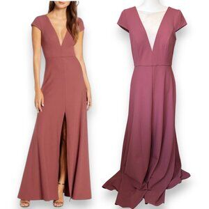 NWT Jenny Yoo V-Neck Cara Gown in Cinnamon Rose Bridesmaid Evening Dress Size 12